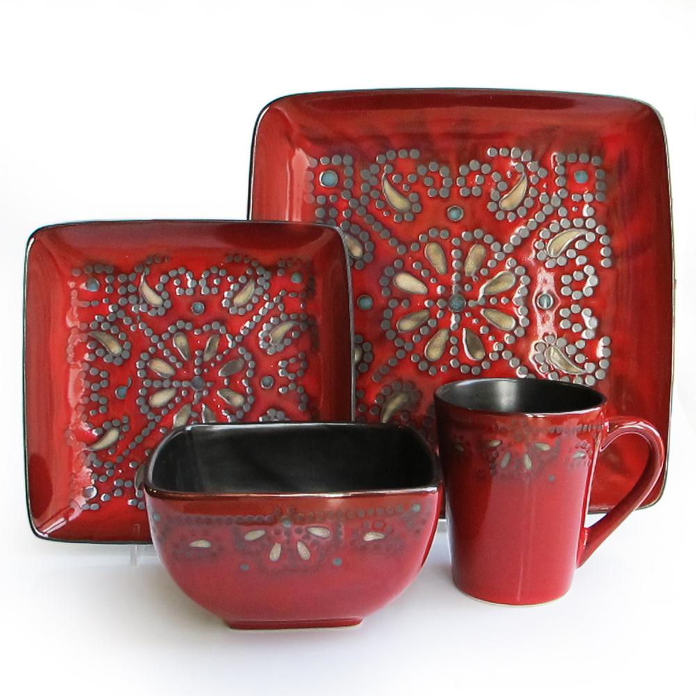 UPC 088235954282 product image for American Atelier Marquee 16-Piece Casual Red Stone Dinnerware Set (Service for 4 | upcitemdb.com