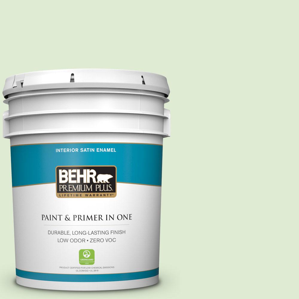 BEHR Premium Plus 5 gal. P3802 Misted Fern Satin Enamel Zero VOC