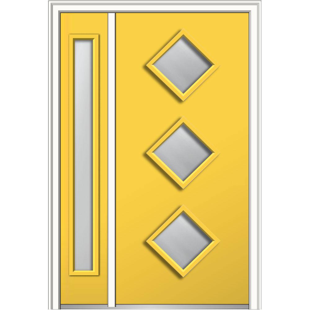 Mmi Door 48 In X 80 In Frosted Glass Left Hand 3 Lite Diamond