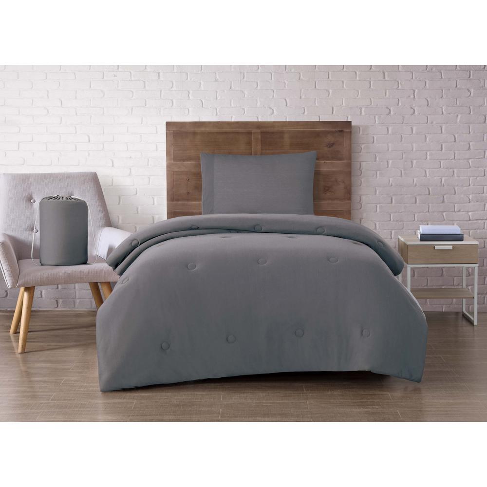 Brooklyn Loom Jersey Dorm Set Charcoal Twin Xl Comforter And Shams Brooklyn Loom Jersey Dorm Set Charcoal Twin Xl Comforter And Shams With Pillow