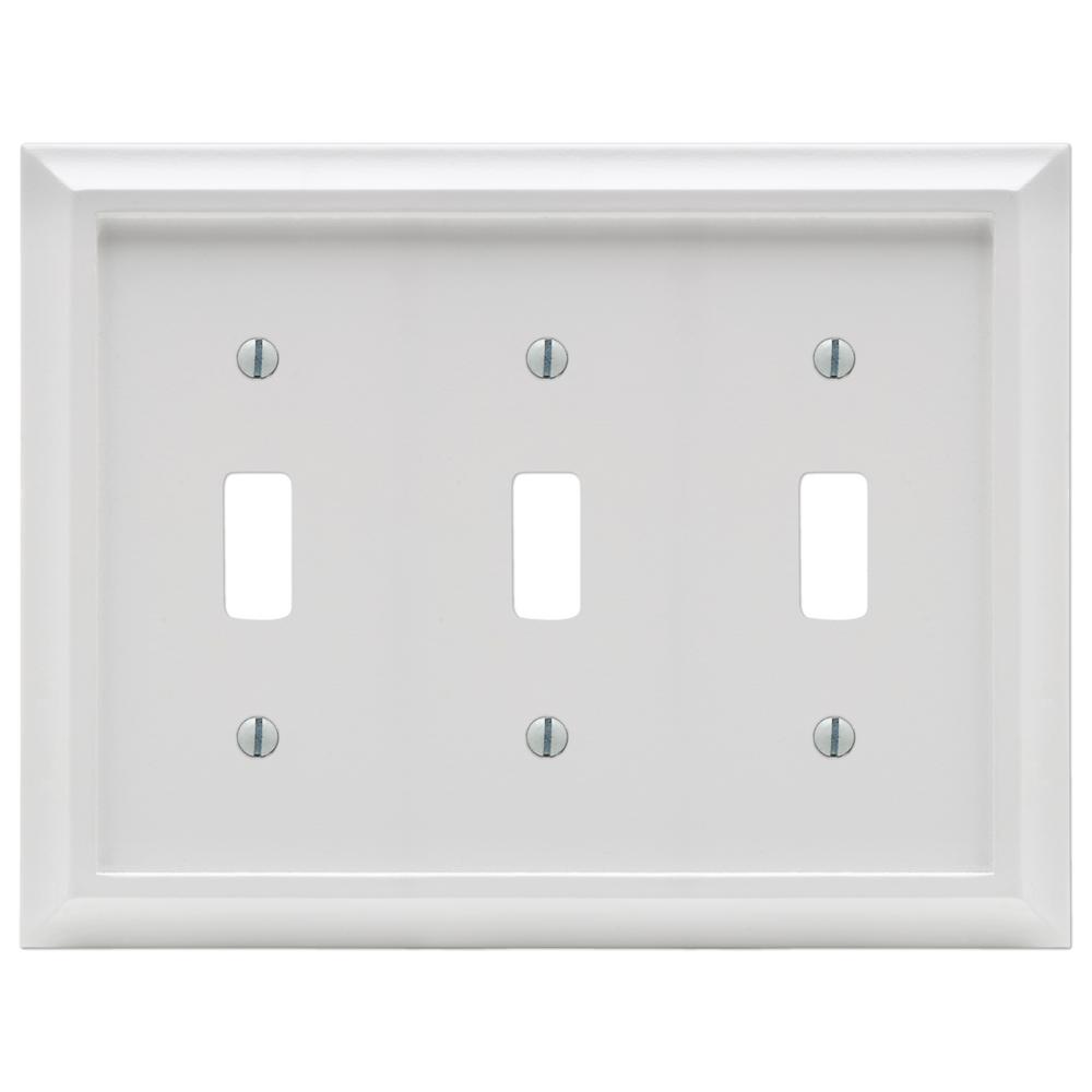 Amerelle Deerfield 3 Gang Toggle Wall Plate White Amerelle Deerfield 3 Gang Toggle Wall Plate White