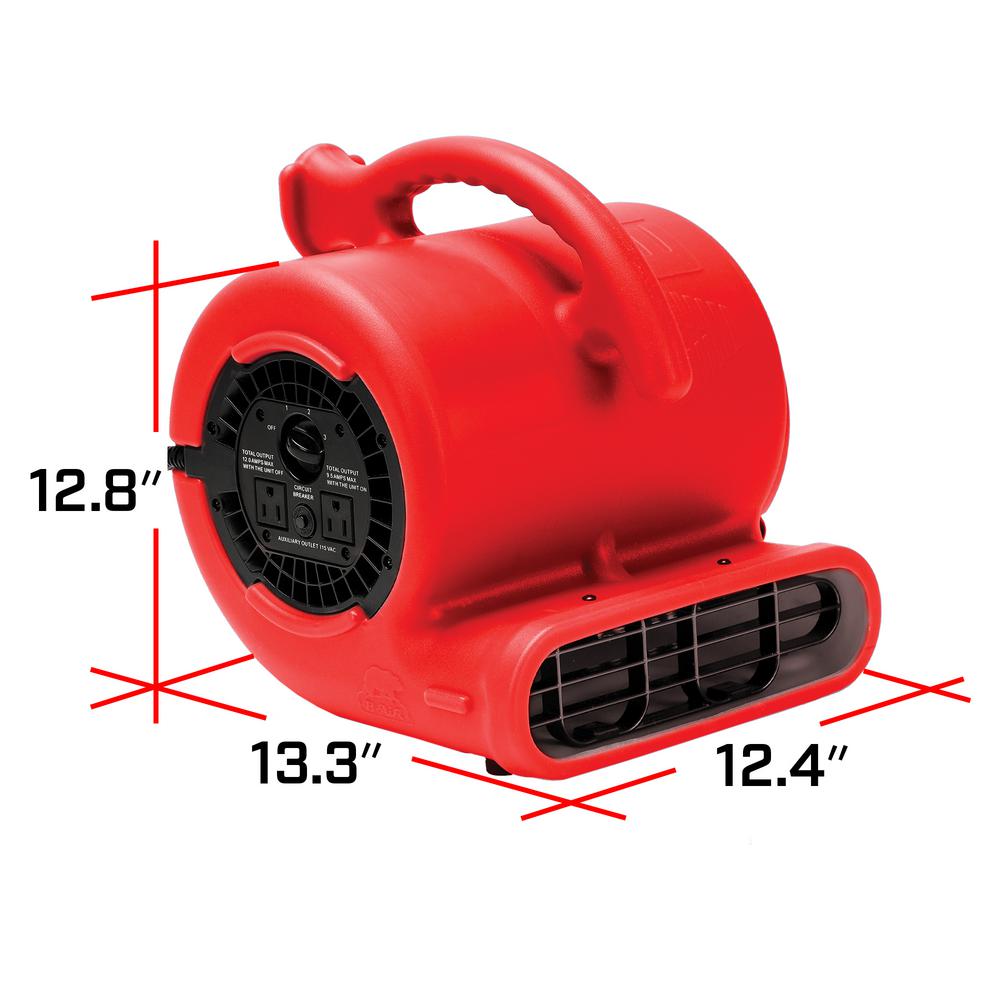 B Air 14 Hp Air Mover Blower Fan For Water Damage Restoration Carpet Dryer Floor Home And Plumbing Use In Red - 