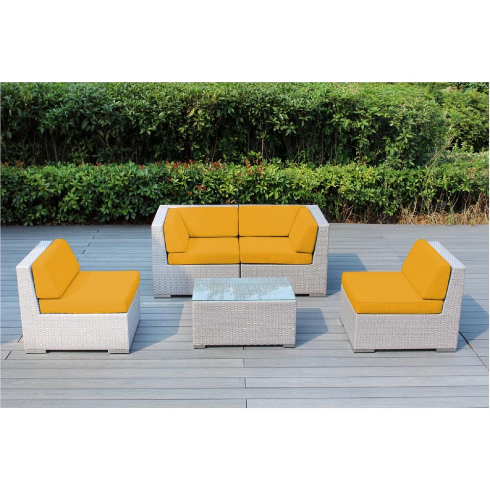 Yellow Gray Outdoor Lounge Furniture Patio Furniture The Home Depot