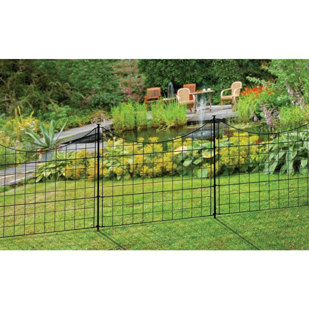 2 08 Ft H X 2 46 Ft W Zippity Black Metal Garden Fence Panel With