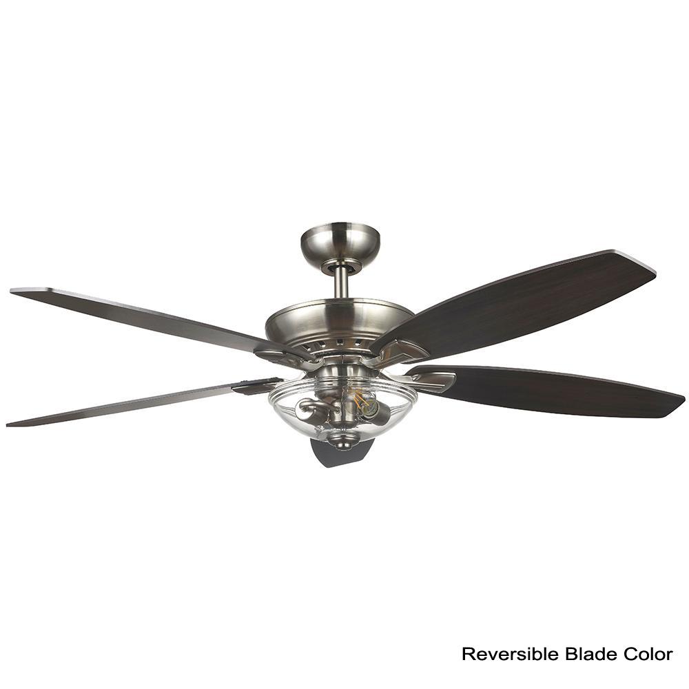 Connor 54 In Led Brushed Nickel Dual Mount Ceiling Fan With Light Kit And Remote Control