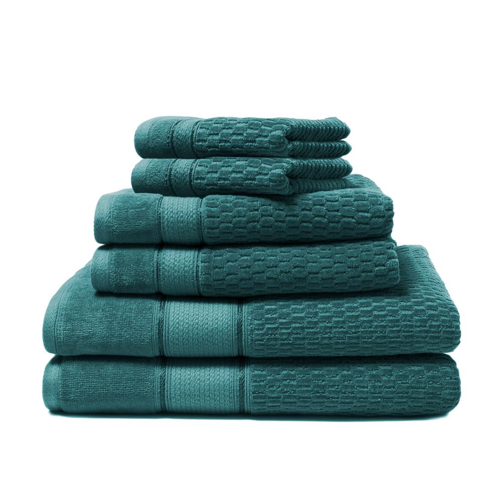 teal colored towels