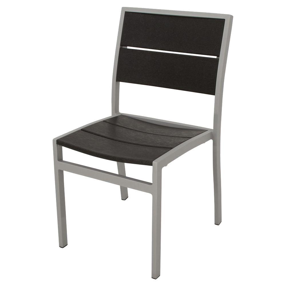 Trex Outdoor Furniture Surf City Textured Silver Patio Dining Side Trex Outdoor Furniture Surf City Textured Silver Patio Dining Side Chair With Charcoal Black Slats
