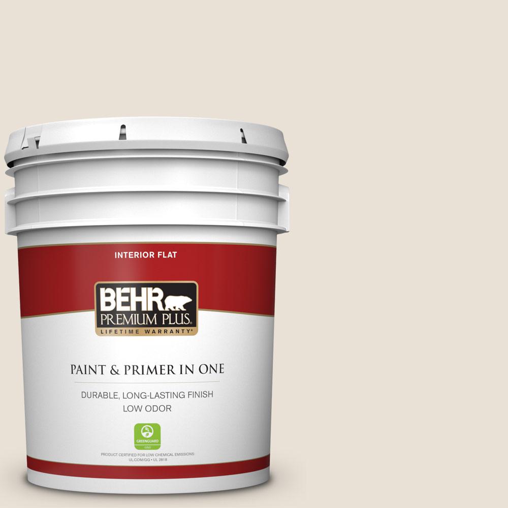 Behr Premium Plus 5 Gal 730c 1 White Clay Flat Low Odor Interior 730c 1 White Clay Flat Low Odor Interior Paint And Primer In One