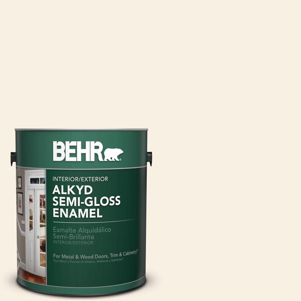 BEHR 1 gal. WD710 Creamy White SemiGloss Enamel Alkyd Interior