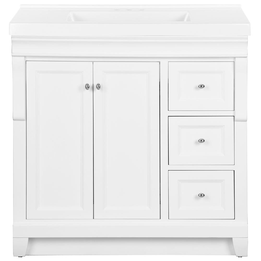 Home Decorators Collection Naples 37 in. W x 22 in. D Bath Vanity in White with Cultured Marble Vanity Top in White with White Sink was $828.0 now $496.8 (40.0% off)