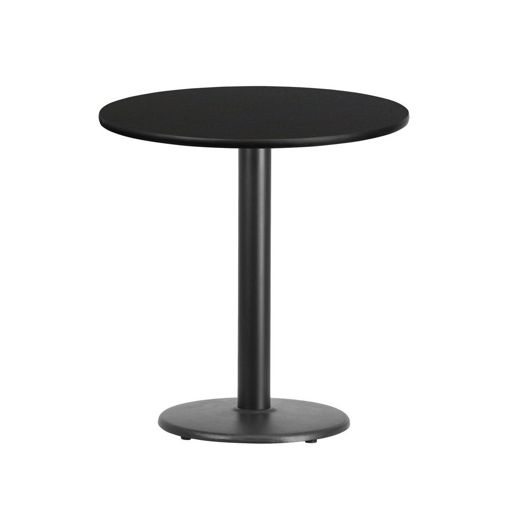 24 In Round Black Laminate Table Top With 18 Height Base