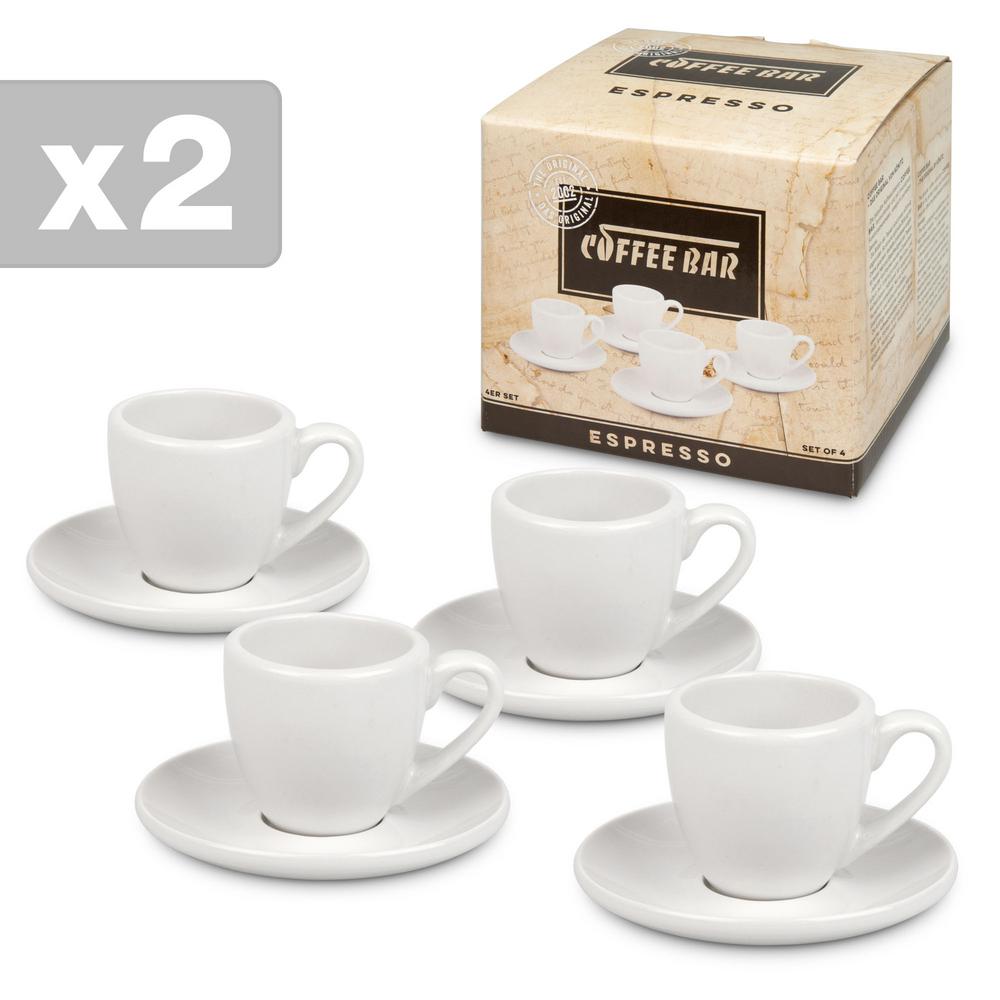 Konitz 8 Piece White Coffee Bar 1 Porcelain Espresso Cup And Coffee Bar 1 Porcelain Espresso Cup