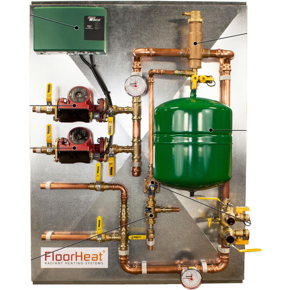 Floorheat 2 Zone Preassembled Radiant Heat Distribution Control Panel System