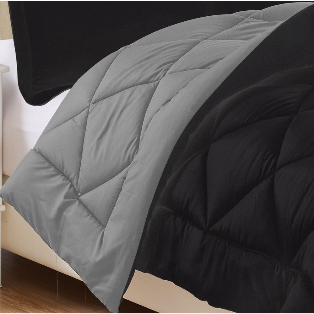 Elegant Comfort 2 Piece Black Gray Twin Xl Comforter Set Cmf T