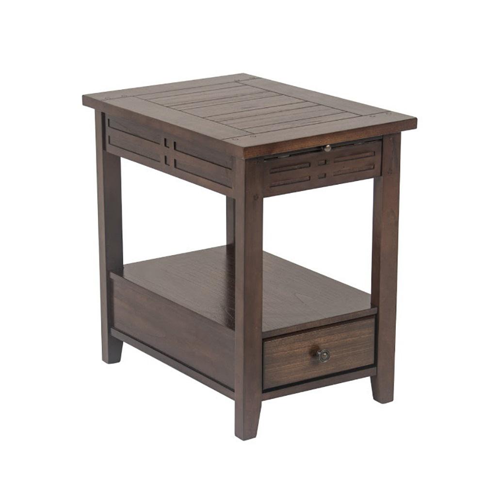 Rustic Tall Above 25 In Drawers End Tables Accent Crestline Cherry Chairside End Table