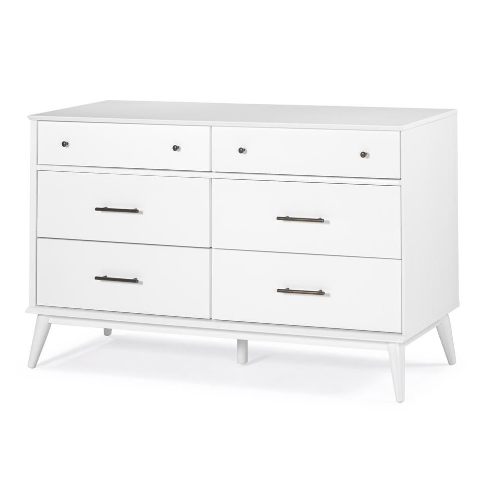 Camaflexi Mid Century 6 Drawer White Dresser Md1703 The Home Depot Camaflexi Mid Century 6 Drawer White
