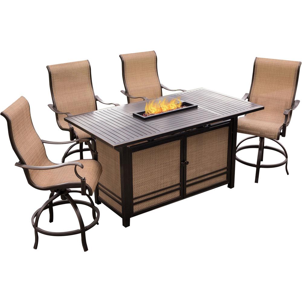 Agio Somerset 5-Piece Rectangular Outdoor Bar-Height Dining Set with