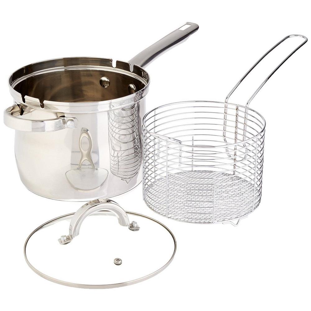 3-Piece Stainless Steel 4 Qt. Deep Fryer with Frying Basket