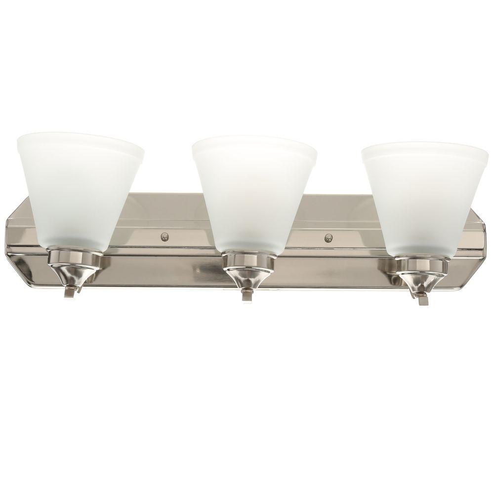 3 Light Brushed Nickel Vanity With Frosted Shades