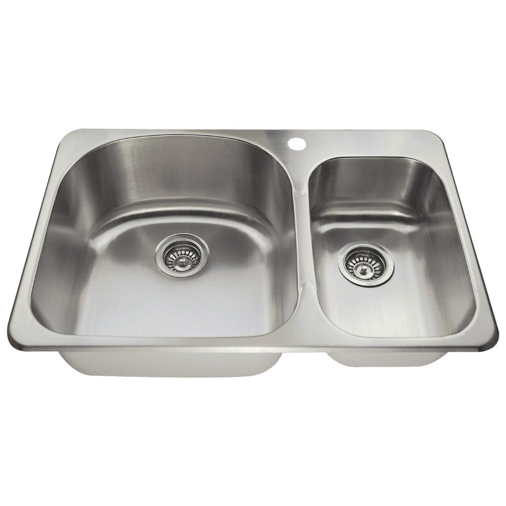 Mr Direct Drop In Stainless Steel 32 In 1 Hole Double Bowl Kitchen Sink T3121l The Home Depot