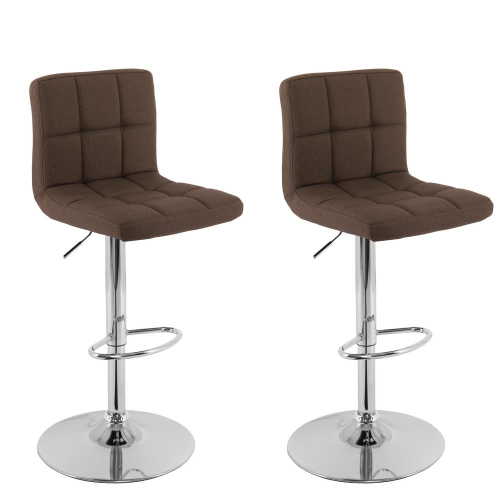 CorLiving Woodgrove 29 in. Brown Wood Bar Height Swivel Bonded Leather