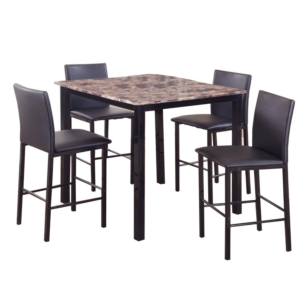 Benjara 5 Piece Black And Brown Counter Height Dinette Bm157888 The Home Depot