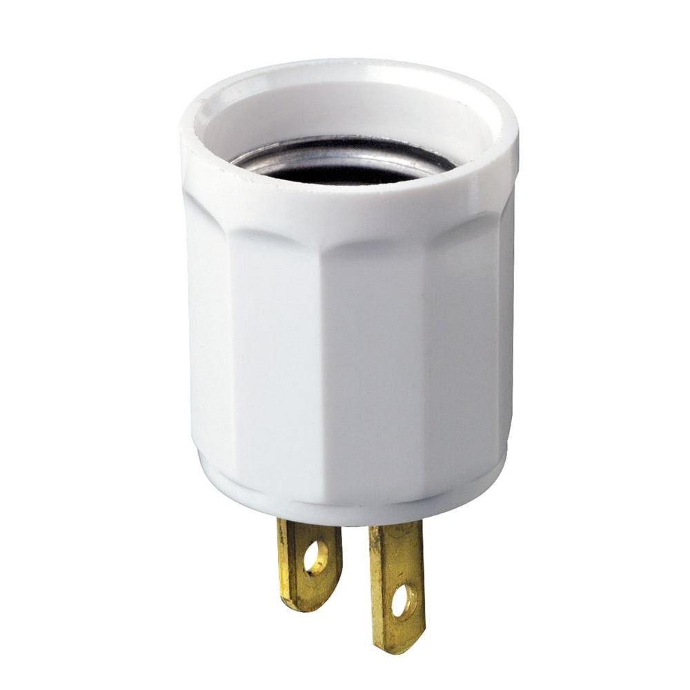 Leviton Outlet-to-Socket Light Plug, White-R52-00061-00W - The Home Depot