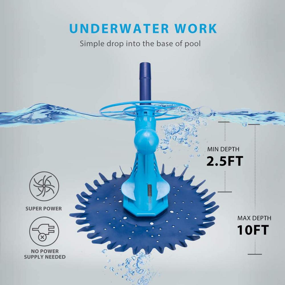 VIVOHOME Upgraded Automatic Inground Above Ground Suction Swimming Pool Sweeper Vacuum Cleaner with 14 2.62 ft Hoses Blue and White