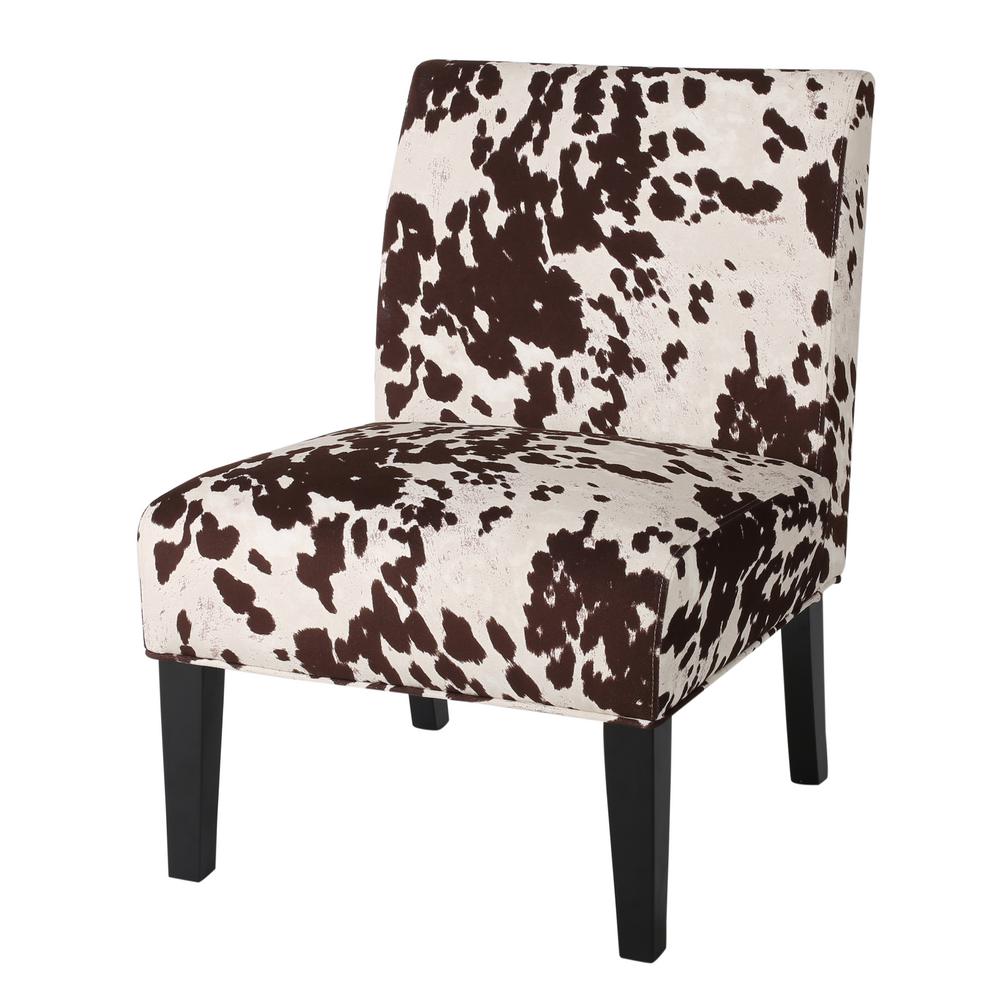 Noble House Galilea Milk Cow Pattern Fabric Accent Chair-297287 - The