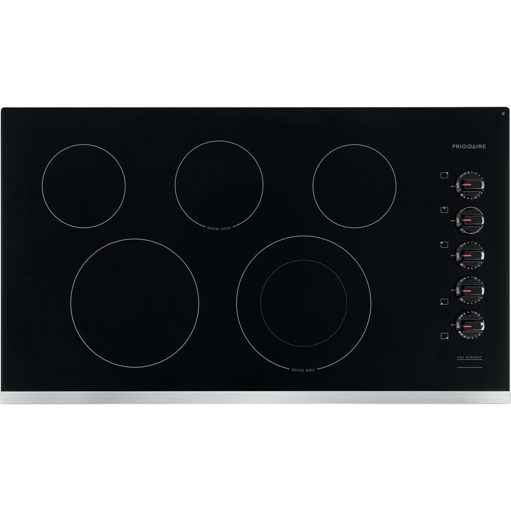 Sync Versatile Burners Red LED Backlit Knobs ADA Compliant Fits Guarantee Keep Warm Setting GE PP7036SJSS 36 Inch Smoothtop Electric Cooktop with 5 Radiant Elements Control Lock Capability