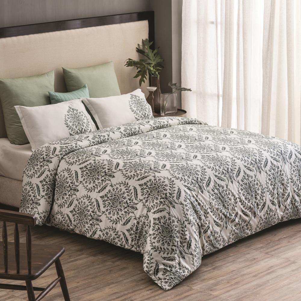 A1 Home Collections Trellis 3 Piece Green Queen Duvet Cover Set