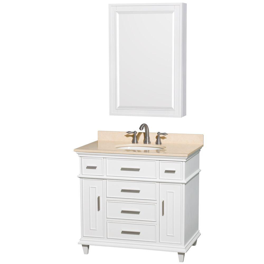 Wyndham Collection Berkeley 36 In Vanity In White With Marble