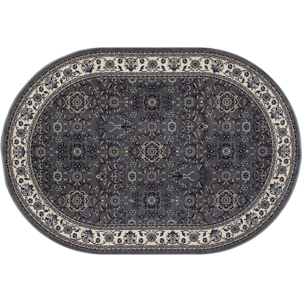 Art Carpet Kensington Serene Border Gray 4 ft. x 6 ft. Oval Area Rug