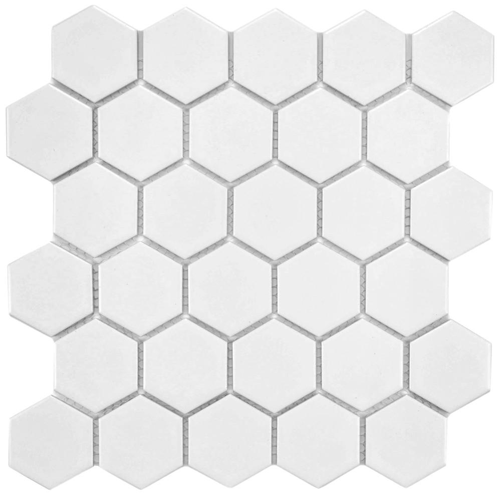Merola Tile Metro Hex 2 In Matte White 10 1 2 In X 11 In X 6 Mm