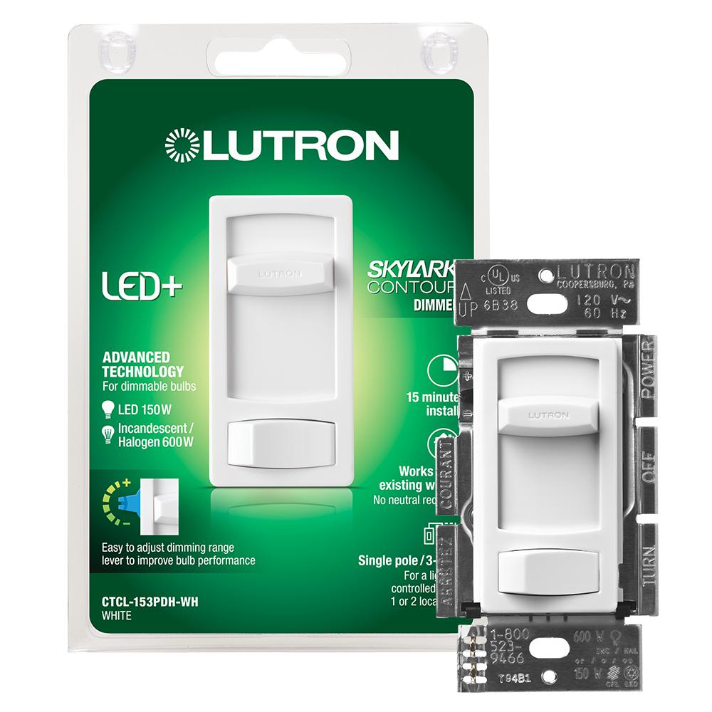 Lutron Skylark Contour LED+ Dimmer Switch for Dimmable LED, Halogen and