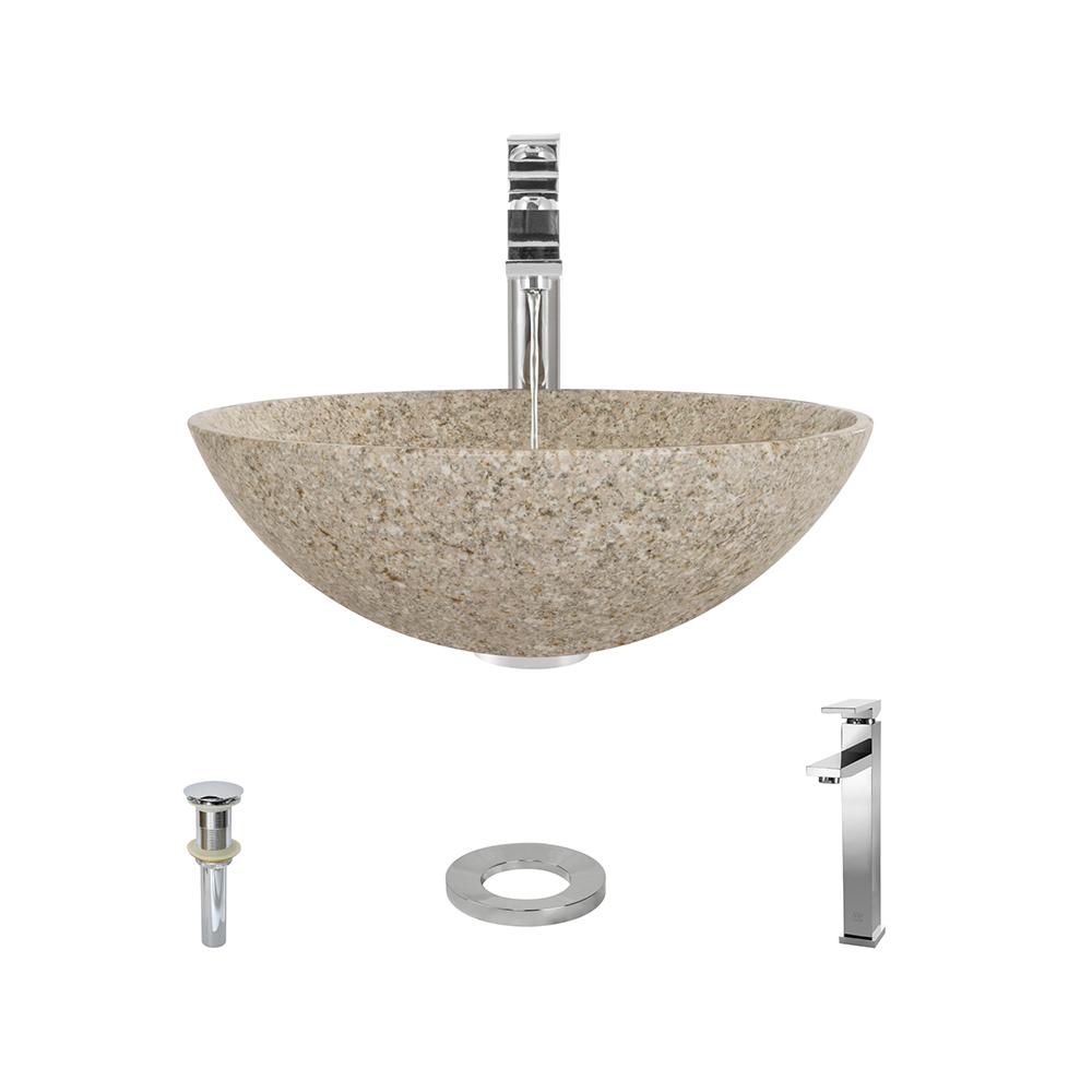 MR Direct Stone Vessel Sink in Honed Basalt White Granite with