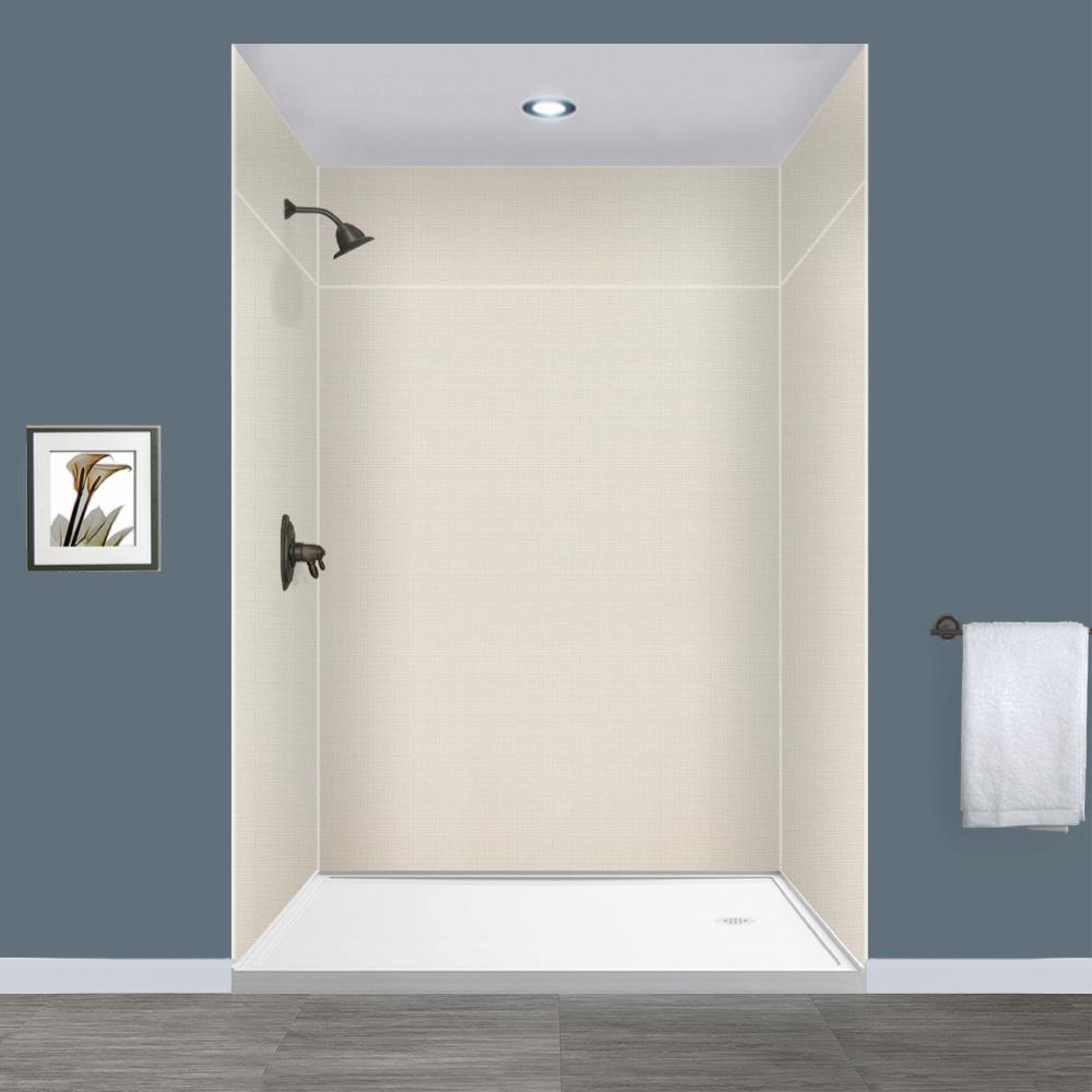 Transolid Expressions 60 in. x 60 in. x 96 in. 4Piece Easy Up Adhesive Alcove Shower Wall