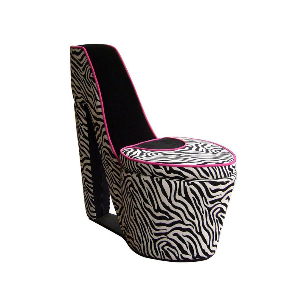 Ore International Black Zebra Storage Slipper Chair Hb4258b The Ore International Black Zebra Storage Slipper Chair
