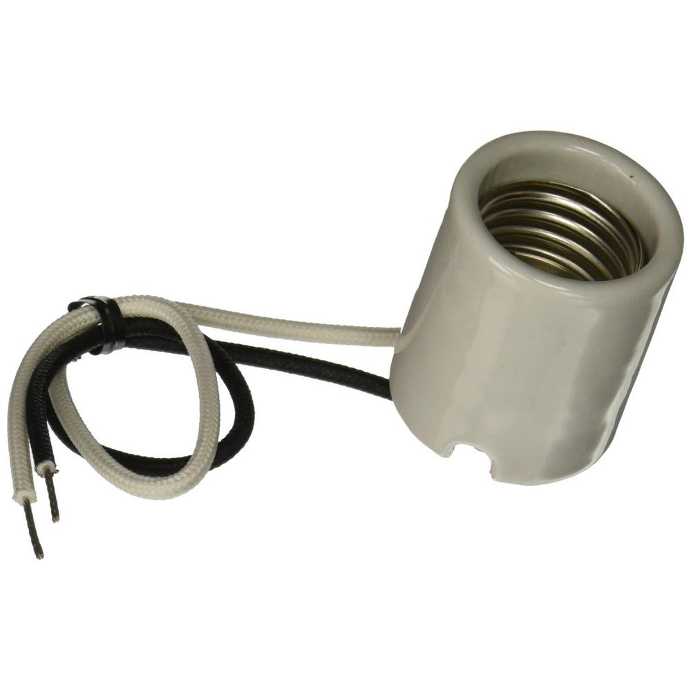 660W Medium Base One-Piece Single Circuit Keyless HID 4KV-Pulse Rated Glazed Porcelain Incandescent Lampholder