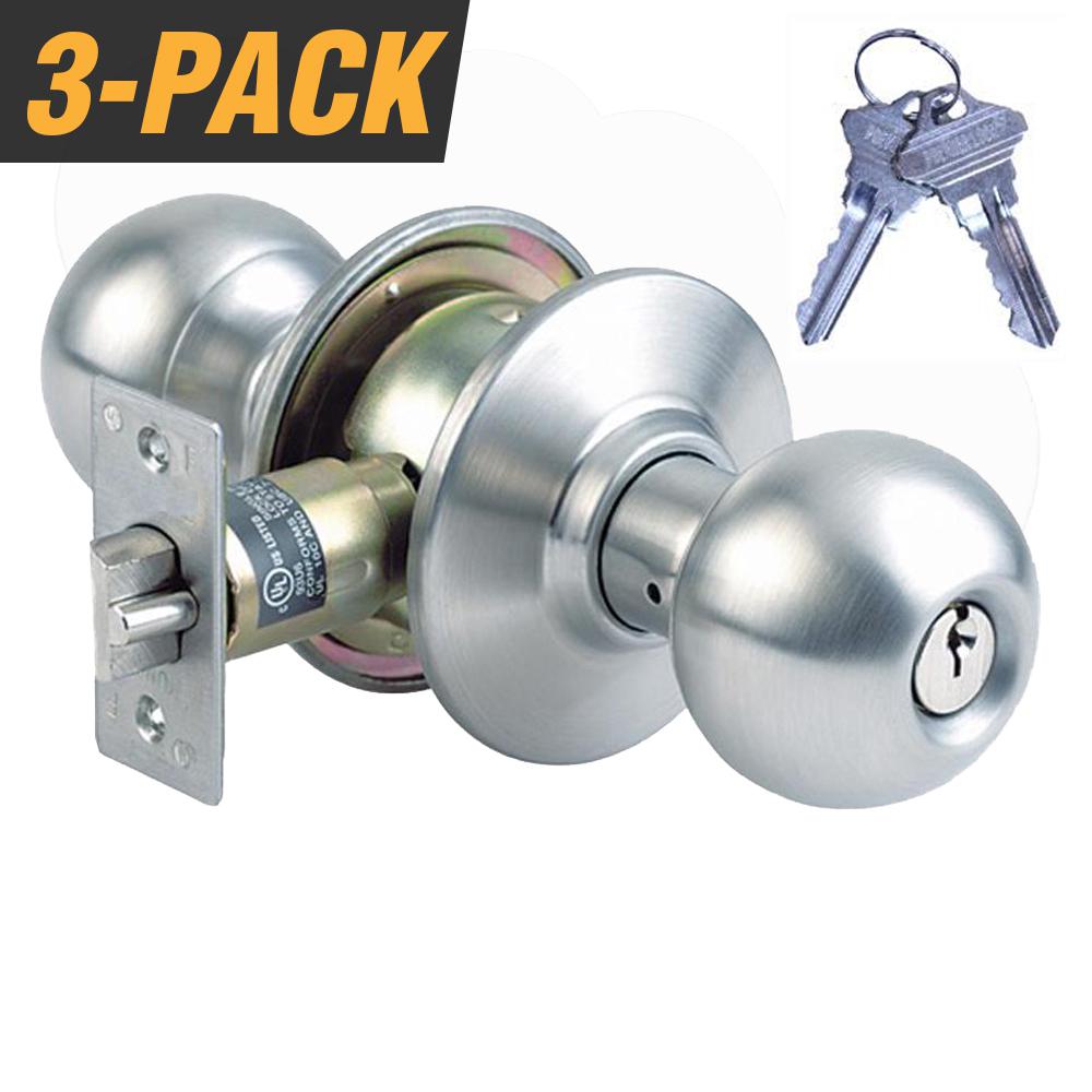 Premier Lock Stainless Steel Grade 2 Storeroom Door Knob With 6 Sc1