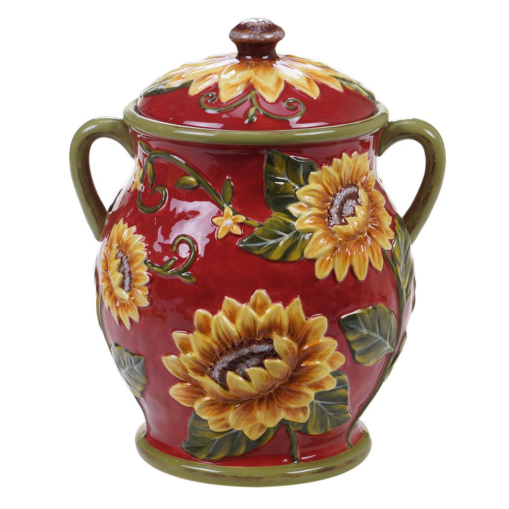 Sunset Sunflower Ceramic Biscuit Jar, Multi-Color