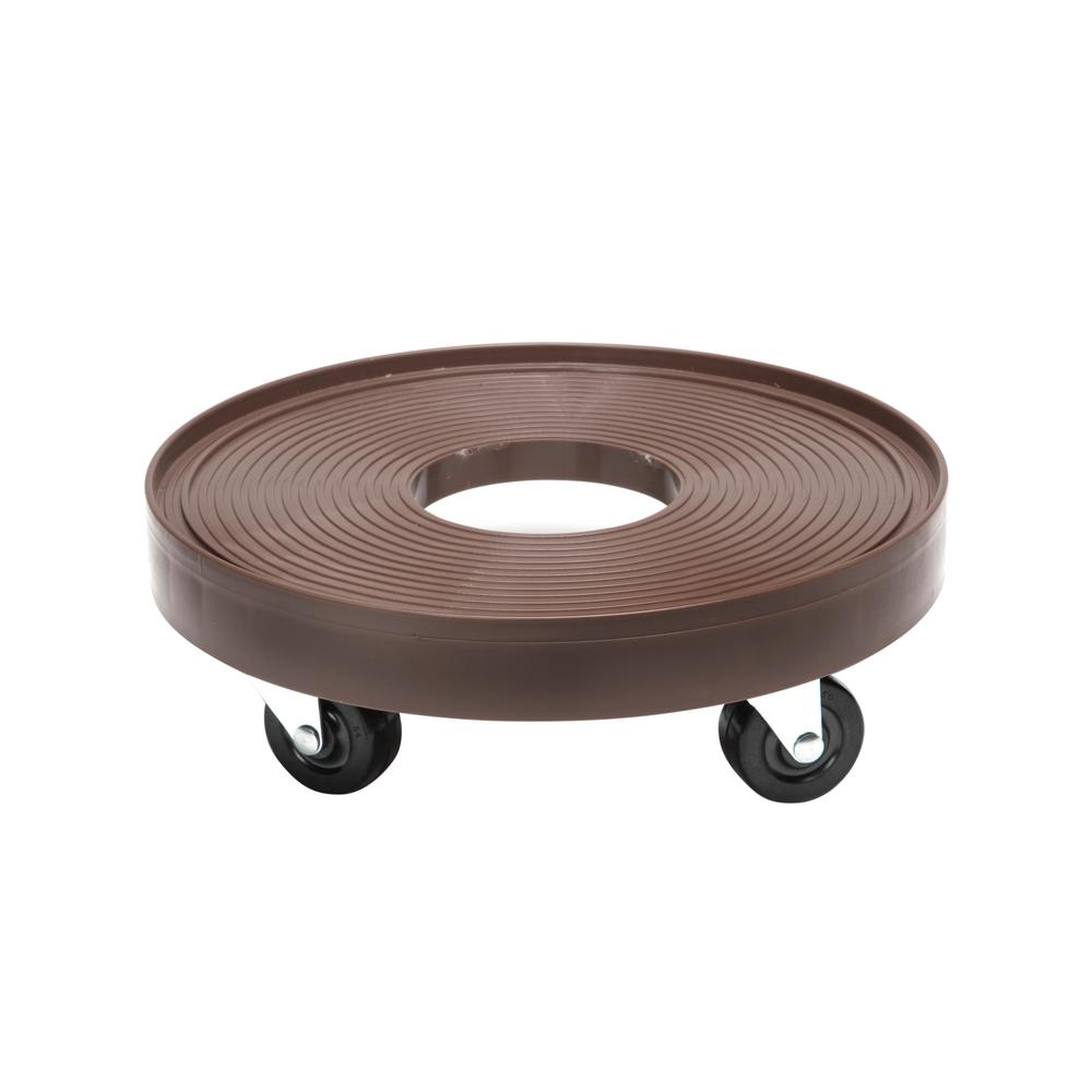 12 in. Round HDPE Espresso Plant Dolly with Hole
