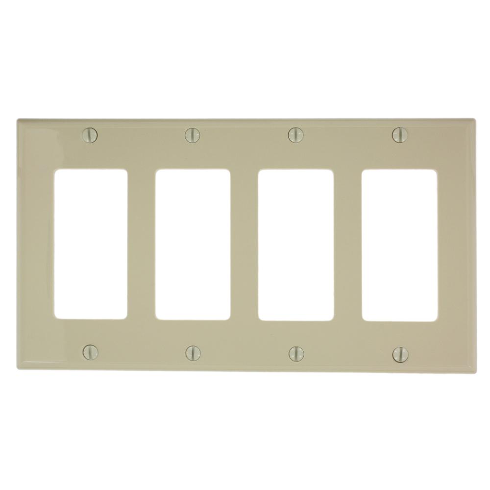 Leviton Ivory 4 Gang Decorator Rocker Wall Plate 1 Pack