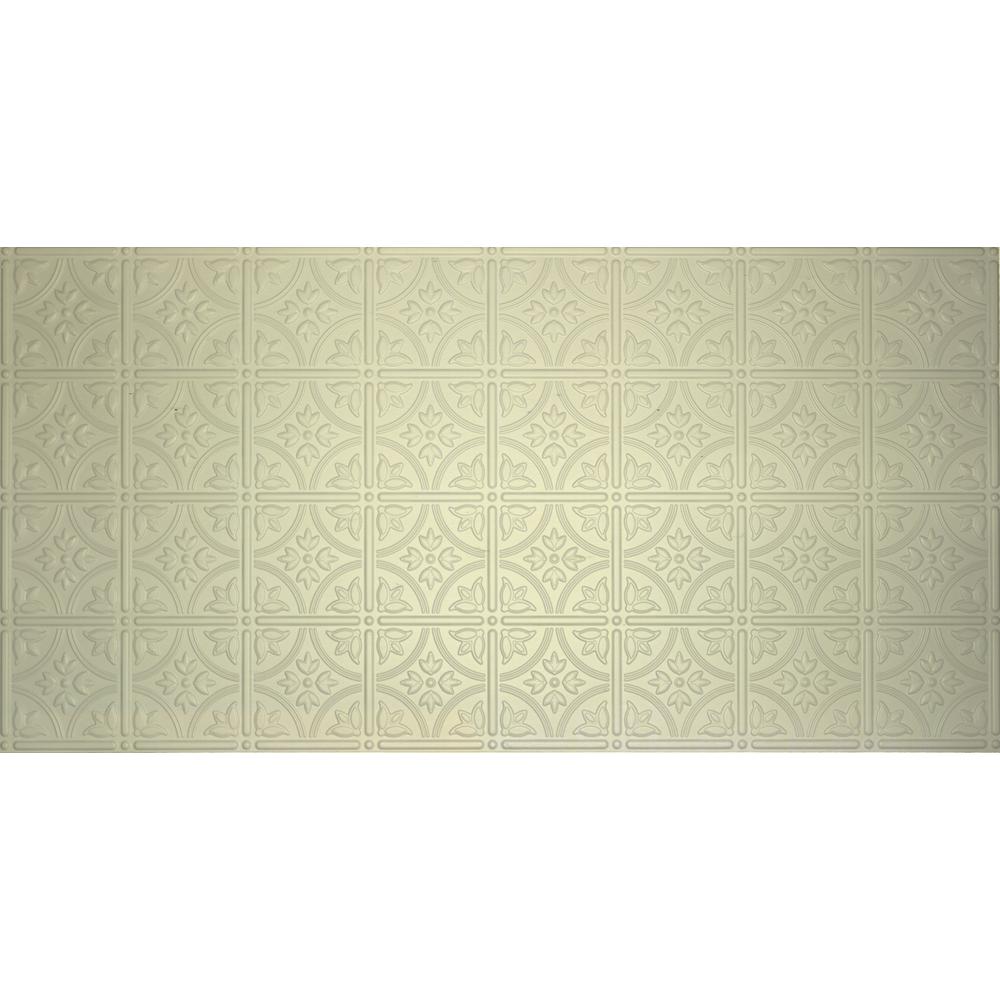 Global Specialty Products Dimensions Faux 2 Ft X 4 Ft Glue Up Tin Style Creme Ceiling Tile For Surface Mount