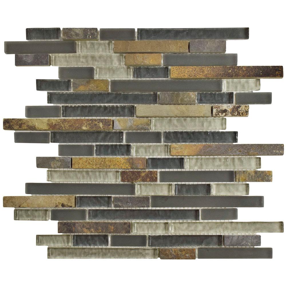 Merola Tile Tessera Piano Wisp 11-3/4 in. x 11-7/8 in. x 8 mm Glass and ...