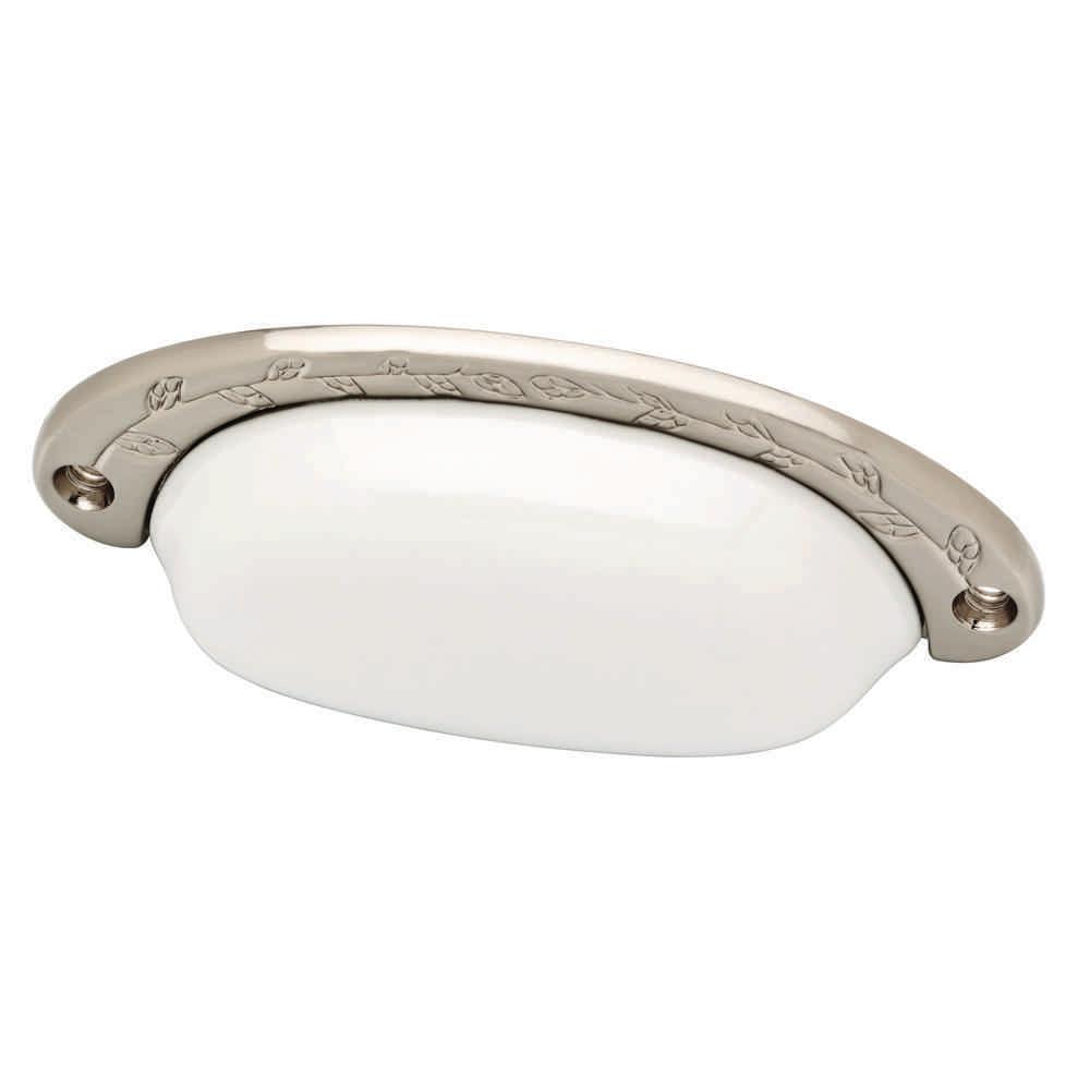 Liberty 3 3 4 In 96mm Flat White And Satin Nickel Ceramic Cup
