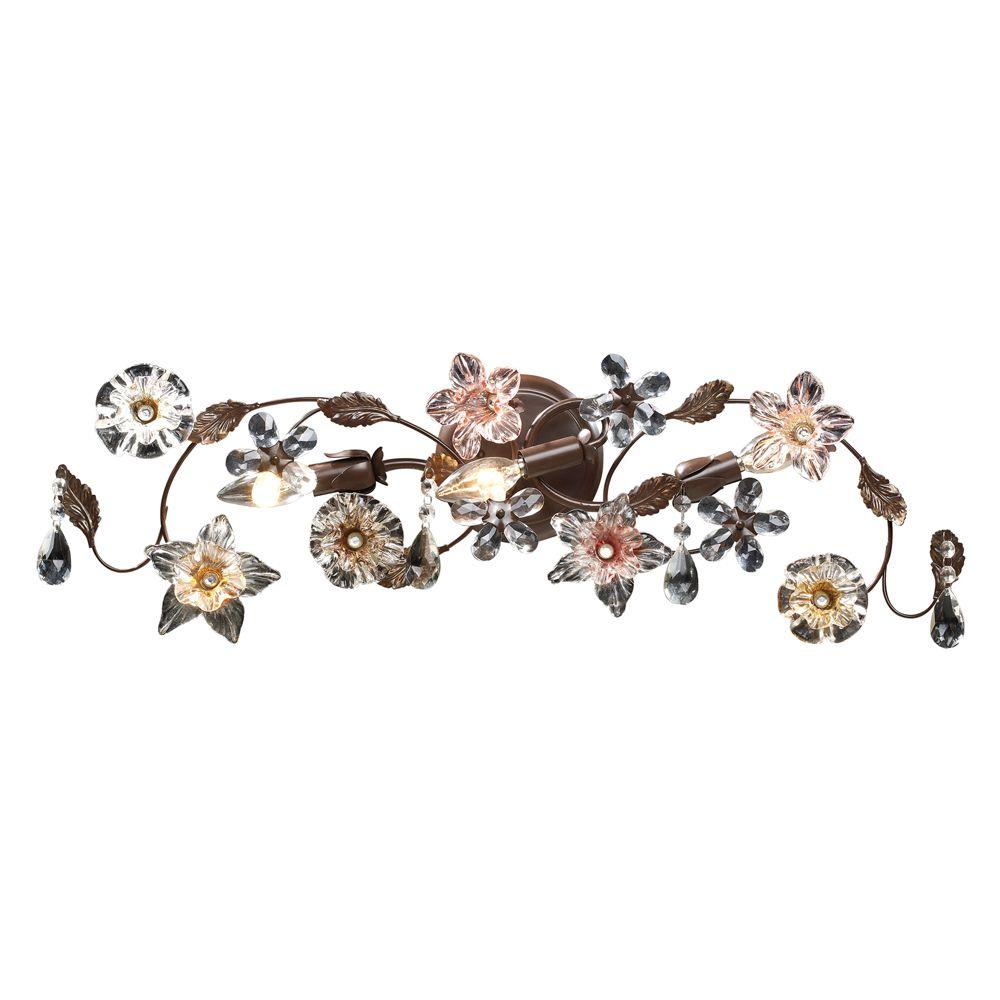 Titan Lighting Cristallo Fiore 3Light Deep Rust Wall Mount Vanity