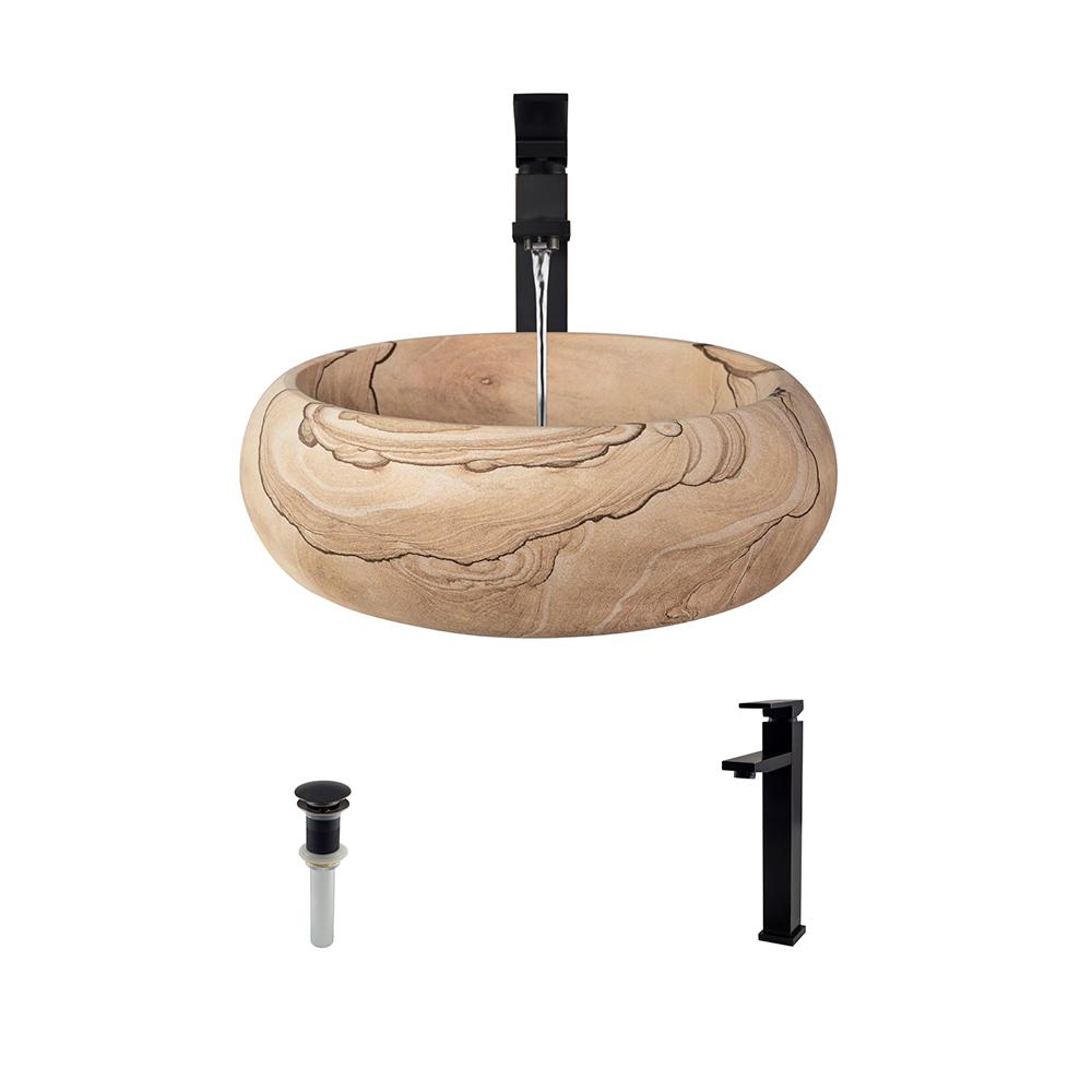 Hembry Creek Natural Stone Vessel Sink in Grey SandstoneSCMV170CGS