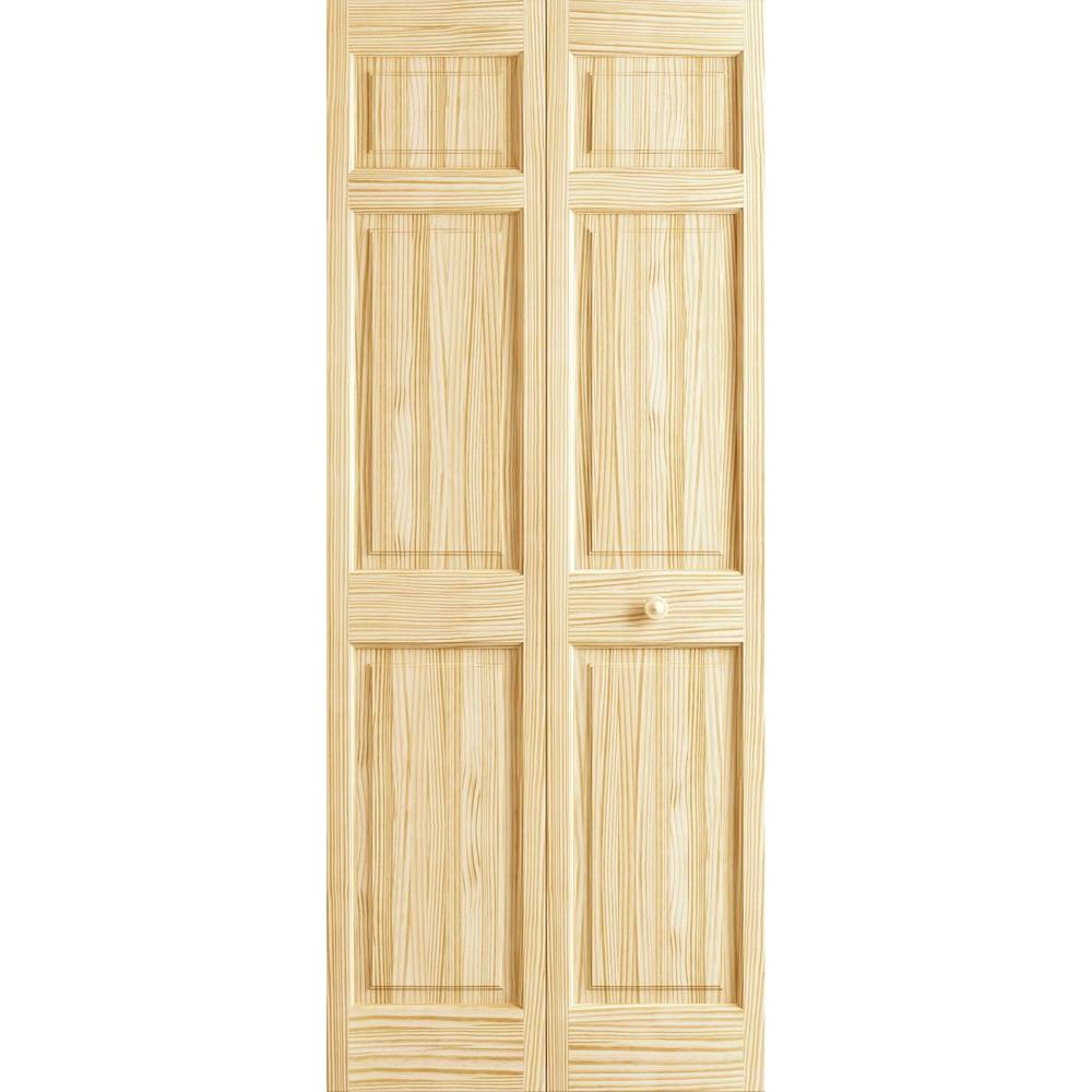 36 In X 80 In 6 Panel Pine Unfinished Premium Interior Closet Bi Fold Door