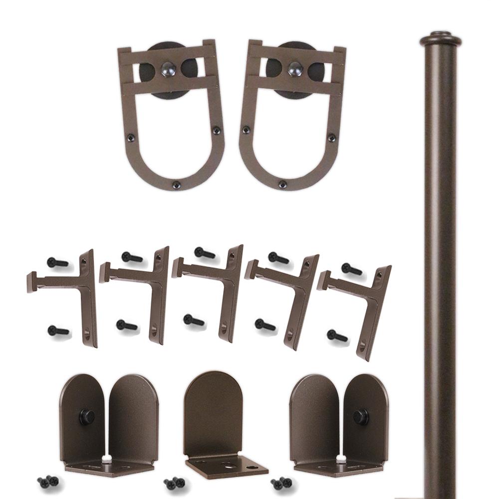 96 in. Horseshoe Oil Rubbed Bronze Rolling Door Hardware Kit